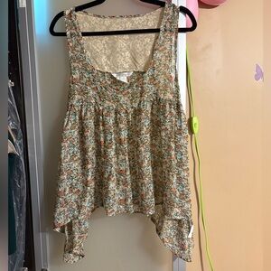 Floral Sleeveless tank Top - Costa Blanca - size XL